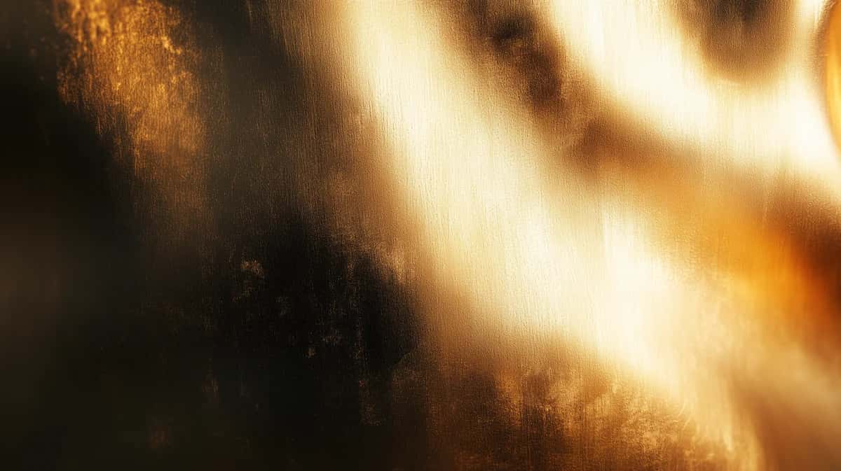 Abstract golden light streaks with warm amber tones on dark blurred background