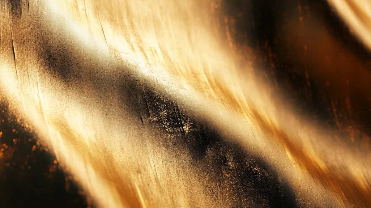 Abstract golden light streaks with warm amber tones, diagonal composition, blurred motion effect
