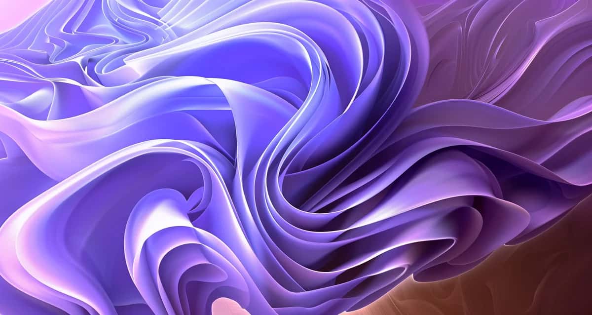 Abstract purple and blue swirling liquid waves with smooth flowing curves and gradients