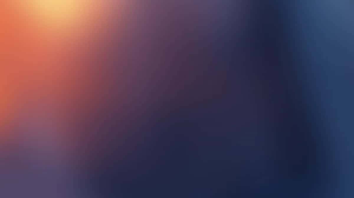 Soft gradient background transitioning from warm coral orange through purple to deep navy blue