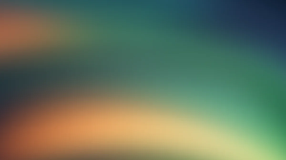 Soft gradient background transitioning from warm orange and peach tones to cool teal and green hues