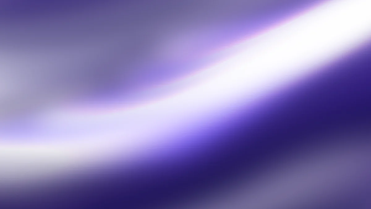 Glossy satin waves of violet and white curving across a soft indigo field