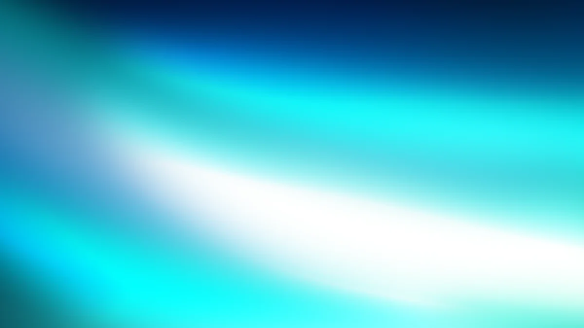 Abstract gradient background with turquoise, cyan, and white light rays blending diagonally