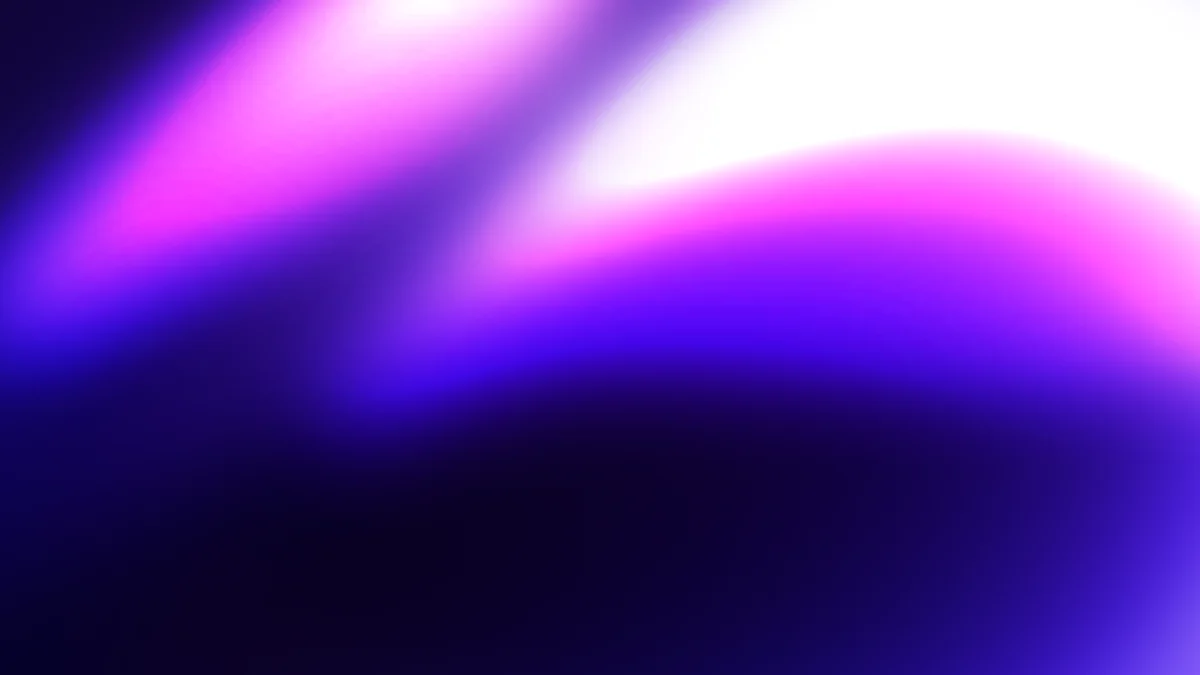 Abstract gradient background with purple, magenta, and blue glowing light waves blending into dark navy