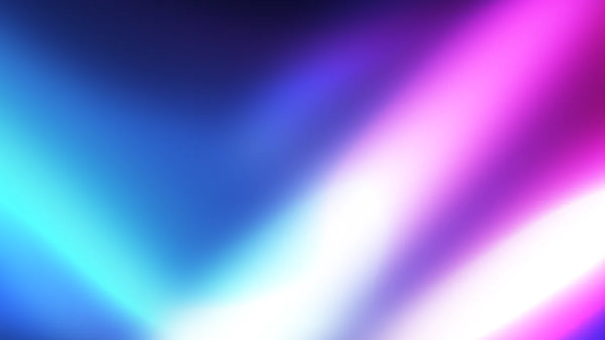 Blurred gradient background with cyan, blue, purple, magenta, and white diagonal streaks