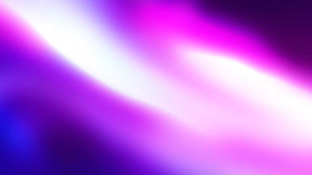 Blurred gradient background with vibrant purple, magenta, pink, and white diagonal light streaks