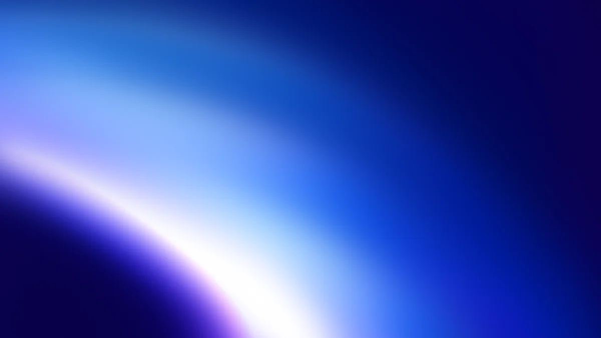 Abstract gradient background with blue and white light rays on dark navy backdrop