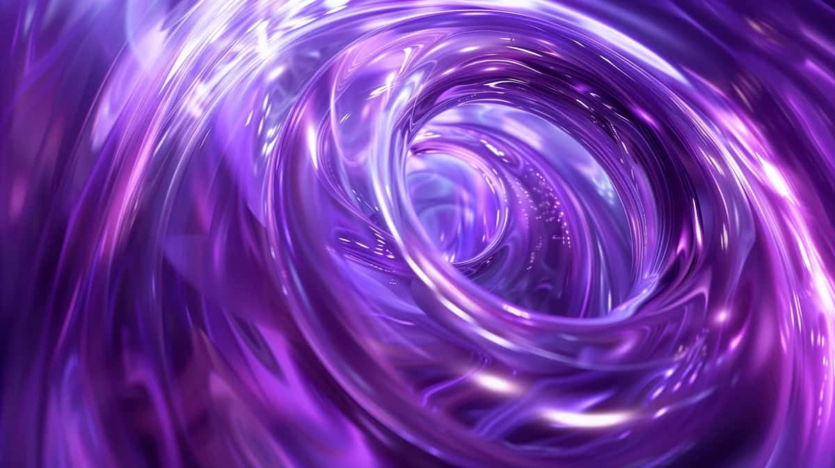 Abstract purple spiral vortex with glowing light streaks and swirling motion effect