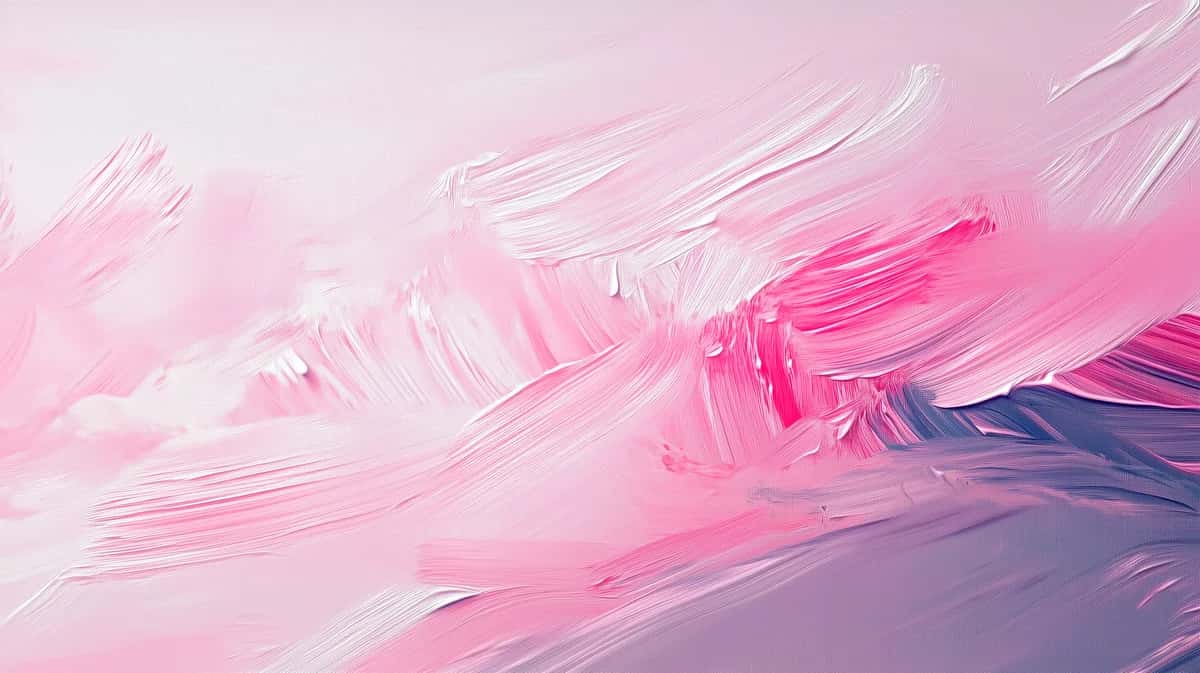 Abstract pink and white brushstroke wallpaper with dynamic flowing streaks and soft gradient blur