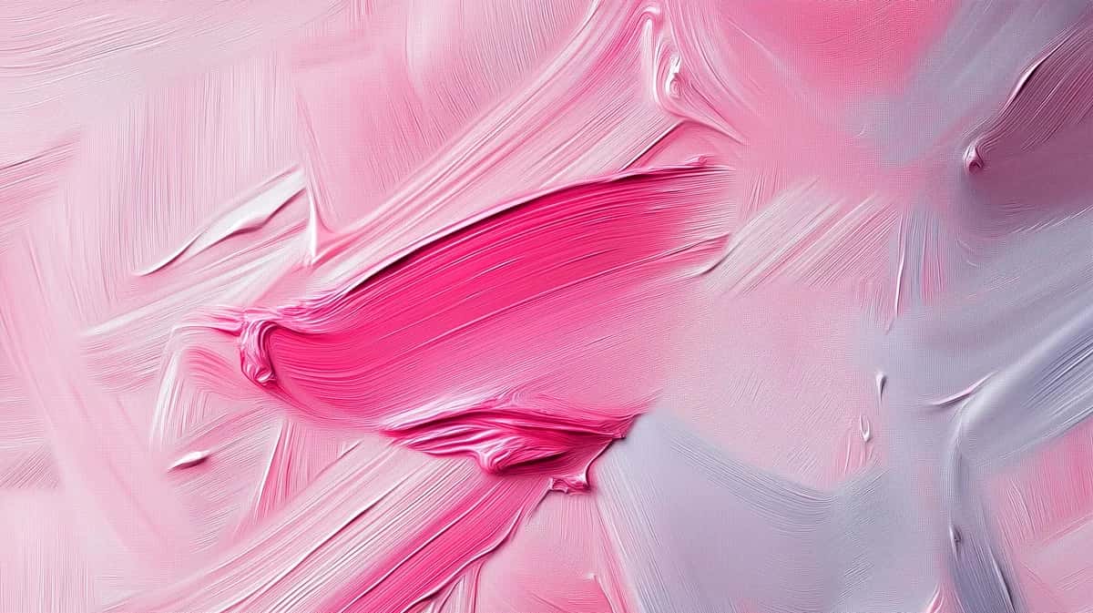 Abstract pink and white paint smudges with dynamic brushstroke texture and soft blur effect