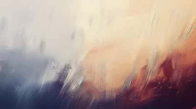 Soft painterly smudge blending slate grey into warm coral and cream brushstrokes