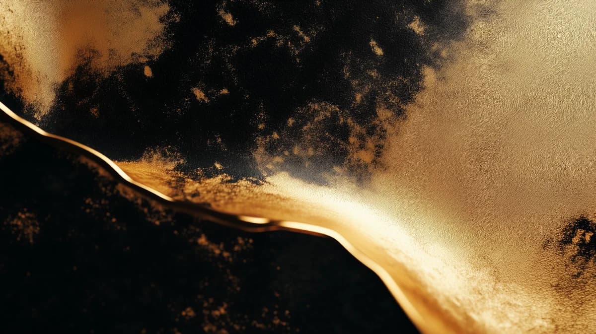 Etherial, Glowing gold flow winding through dark smoky earth-toned cloud textures