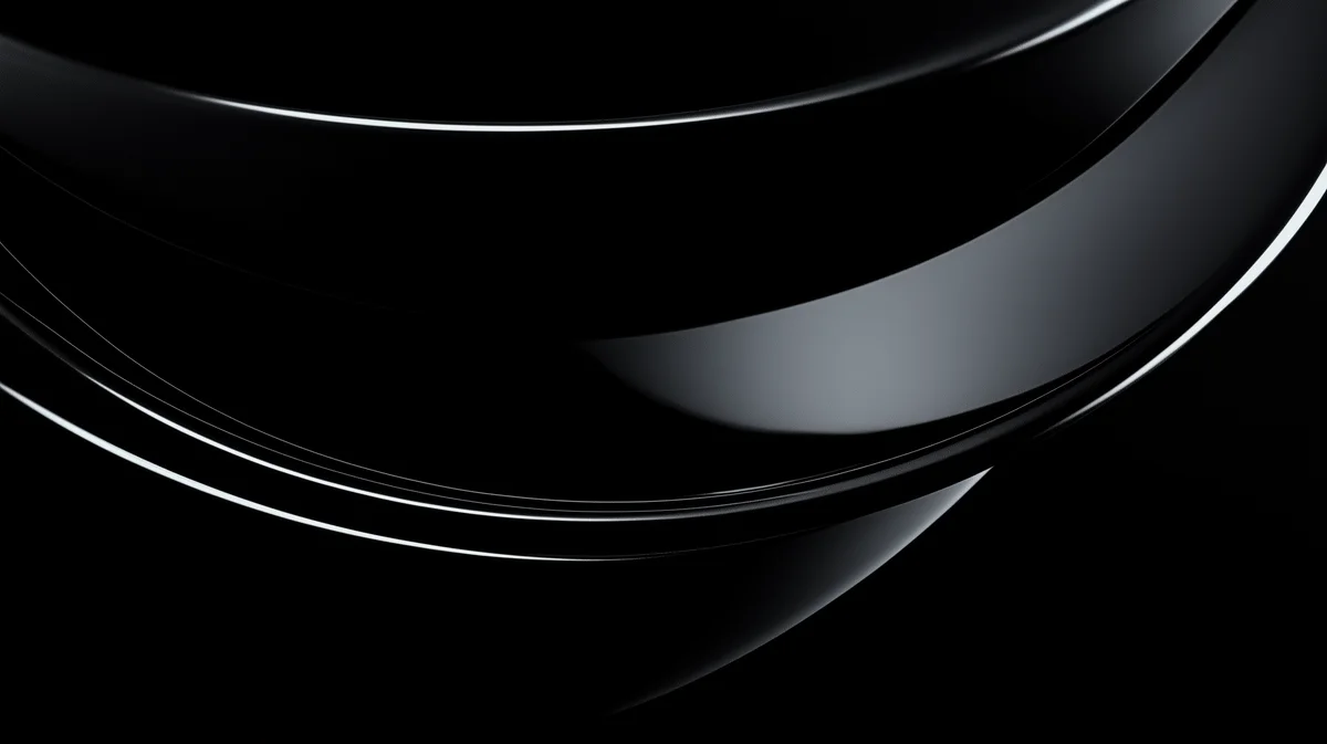 Surrealis - 2, Glossy black curving ribbons with thin white highlight lines on dark background